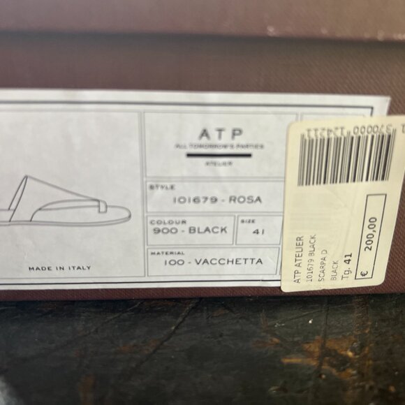 ATP ATELIER ROSA VACCHETTA LEATHER SIZE EU41 BLACK SANDALS - Picture 7 of 10